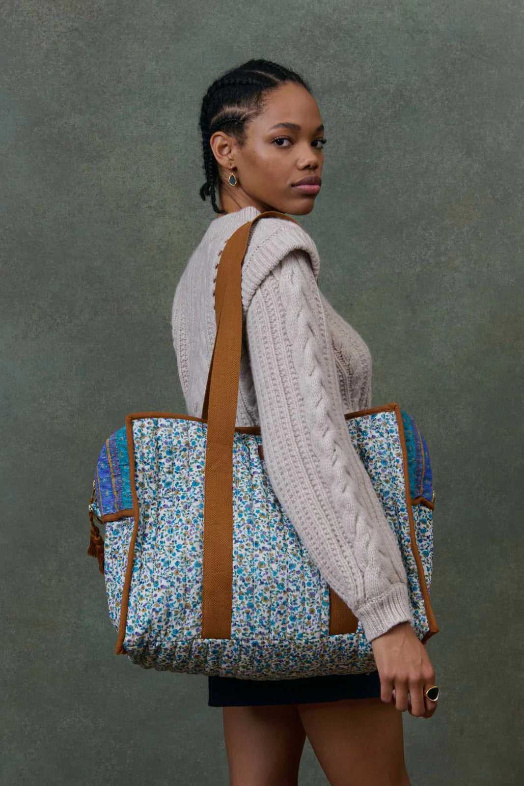 Sac week-end fleurs bleues