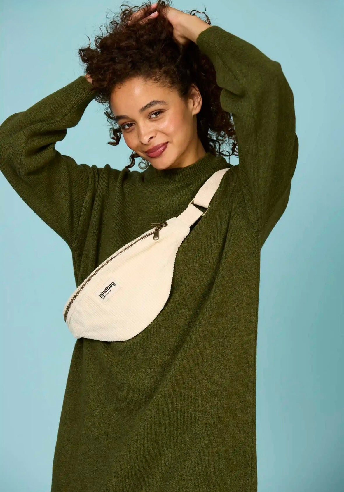 Sac banane velours ivoire