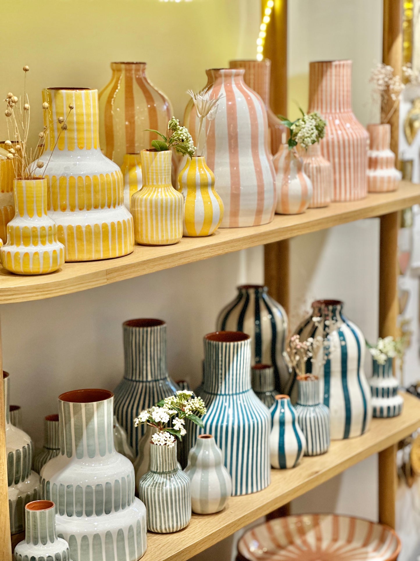 Vase rayure jaune L