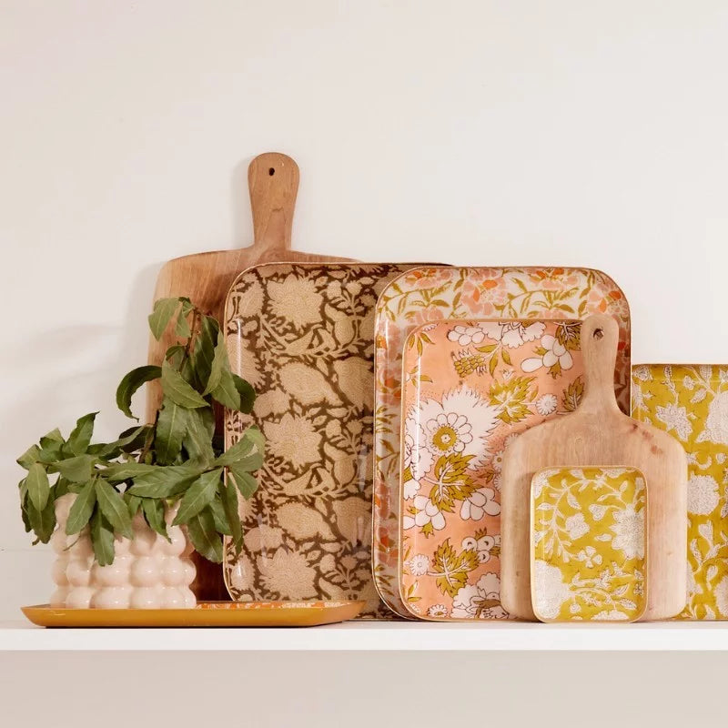 Plateau fleurs rose M