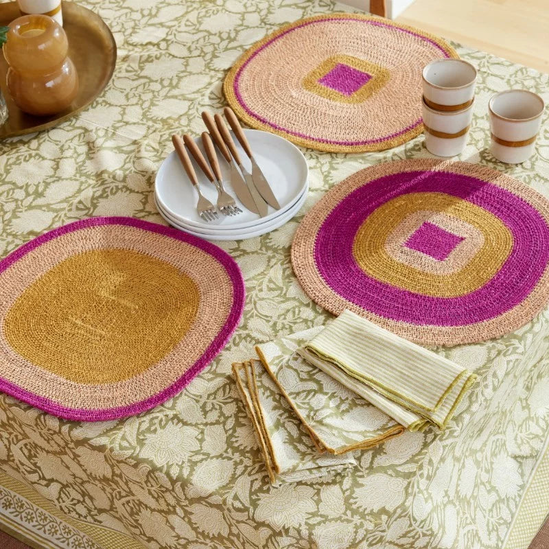 Nappe à fleurs kaki