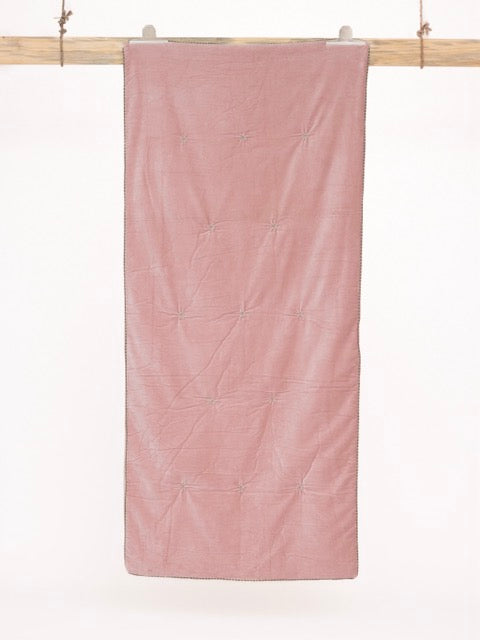 Edredon velours rose poudre