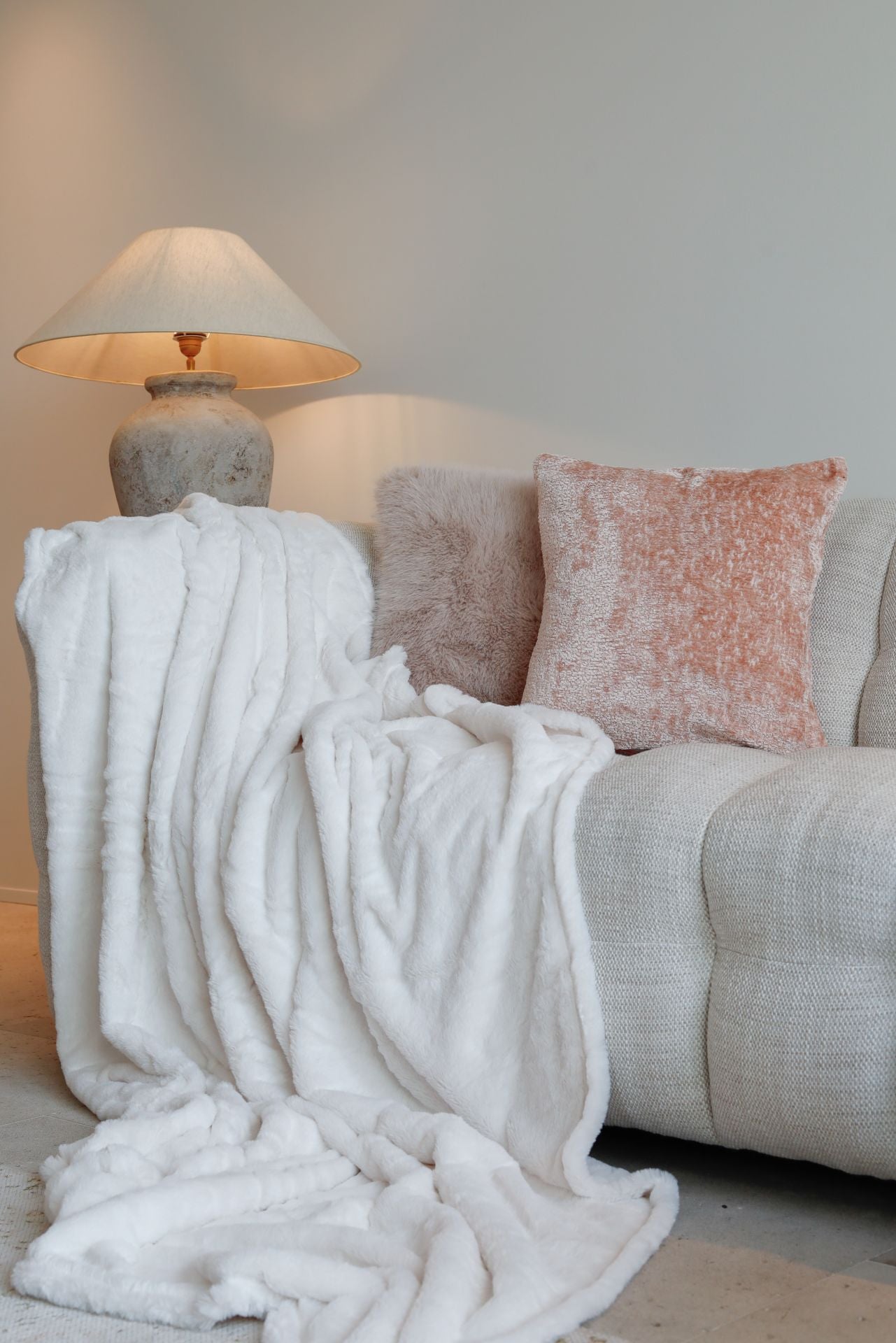 Plaid XL fausse fourrure ivoire