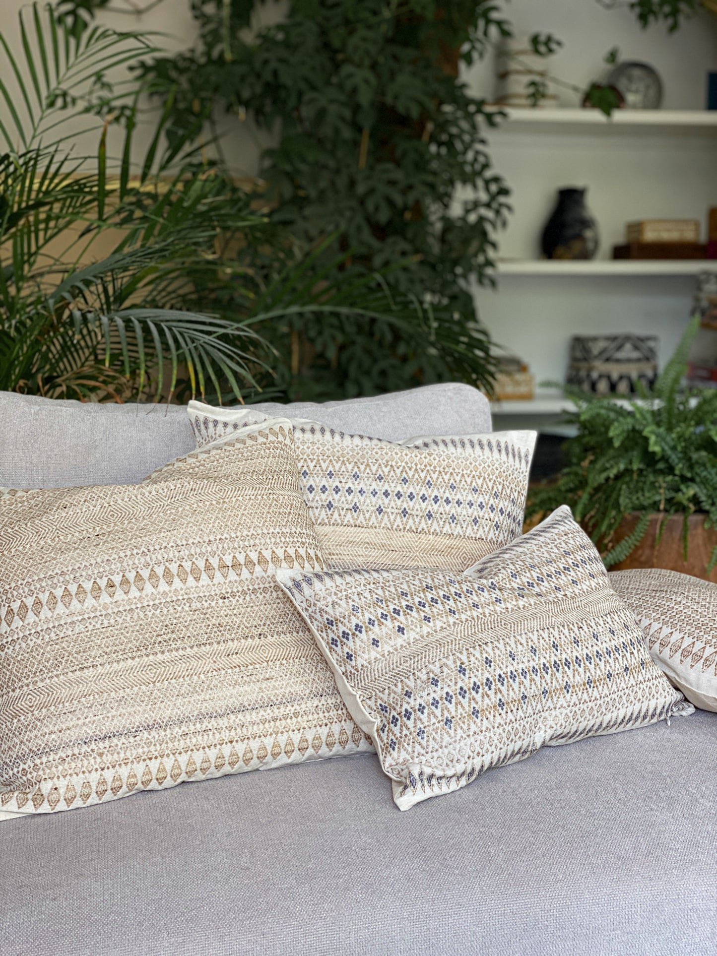 Coussin coton et soie