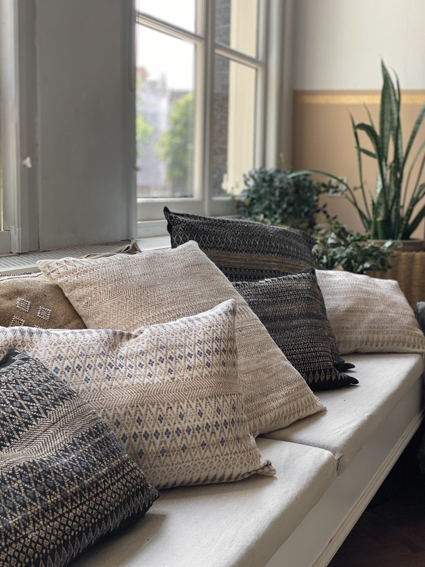Coussin coton et soie