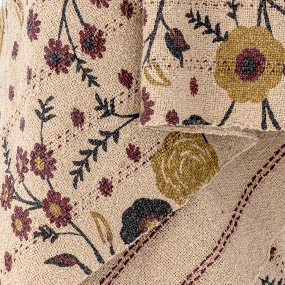 Plaid beige à fleurs