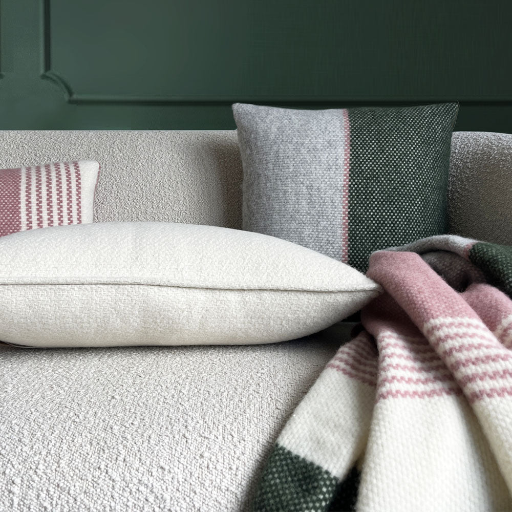 Plaid en laine rose et vert