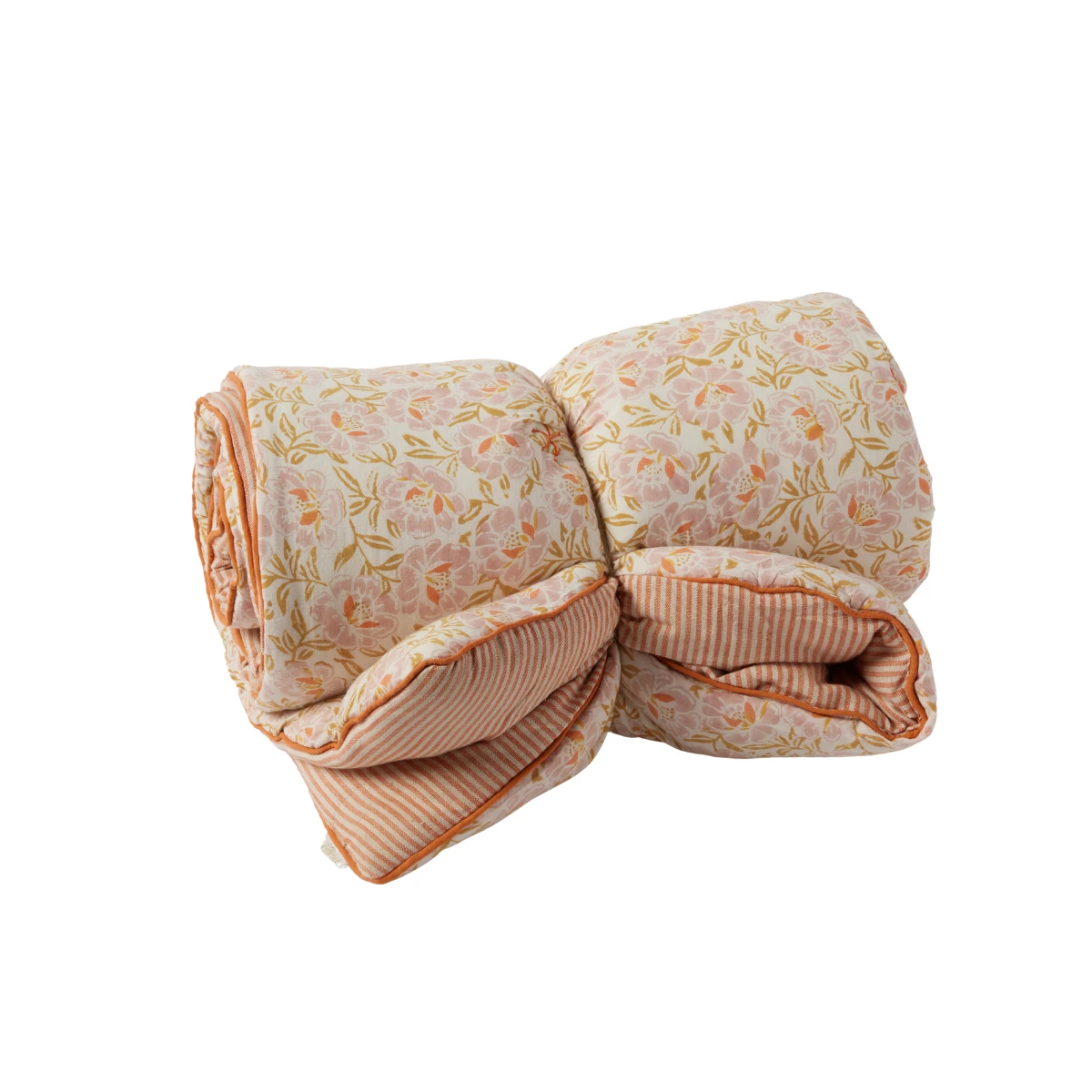 Edredon fleuri rose et orange