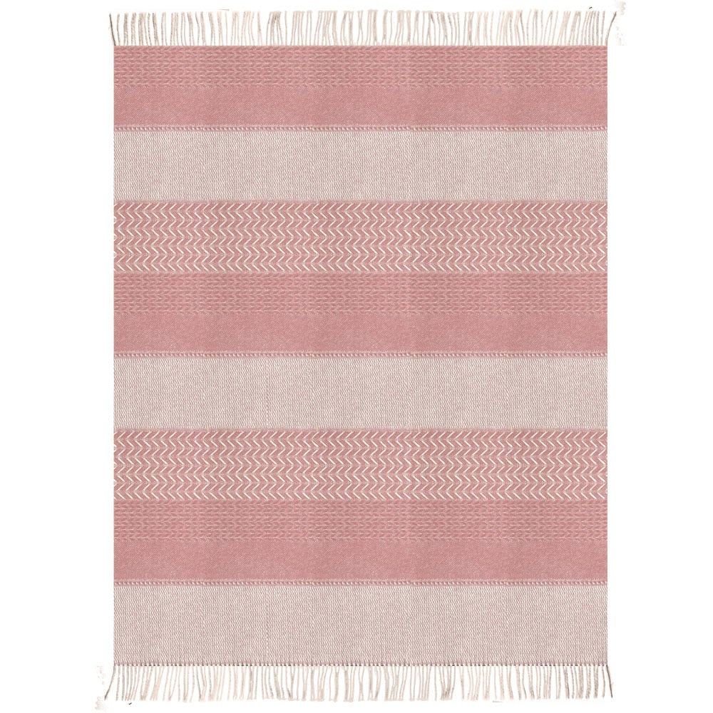 Plaid en laine rose et blanc