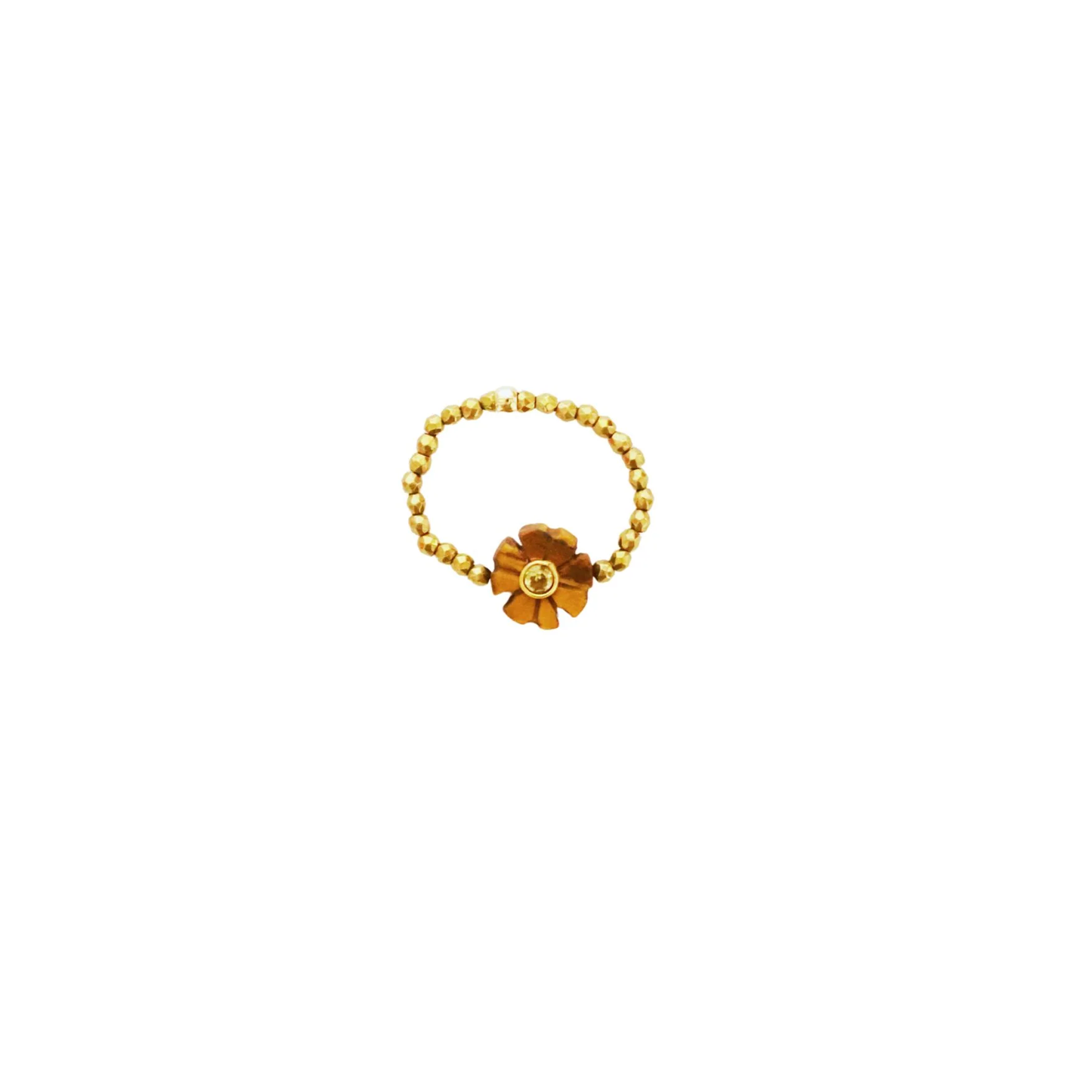 Bague fleur oeil de tigre