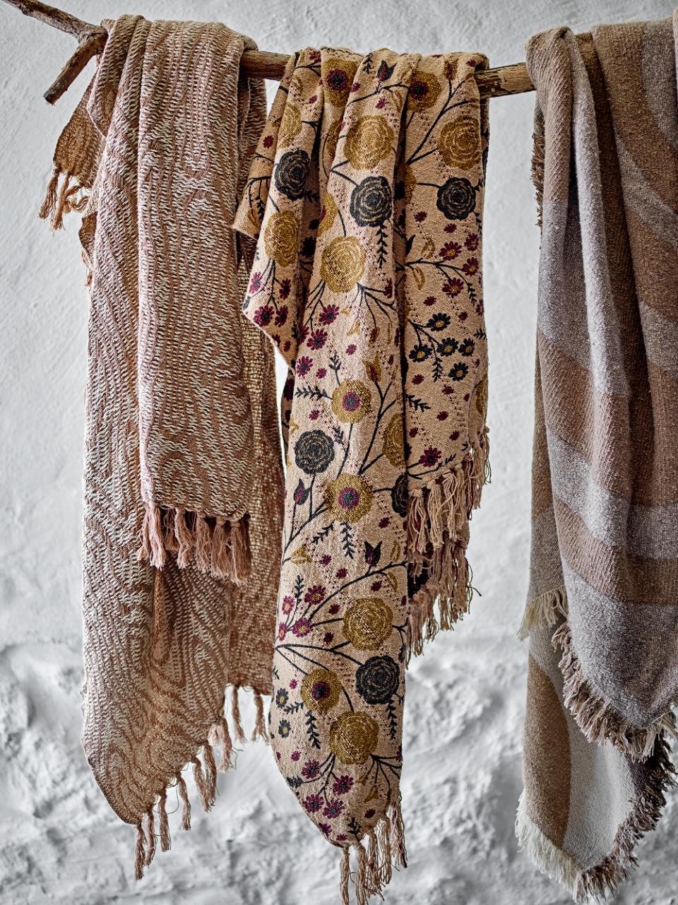 Plaid beige à fleurs