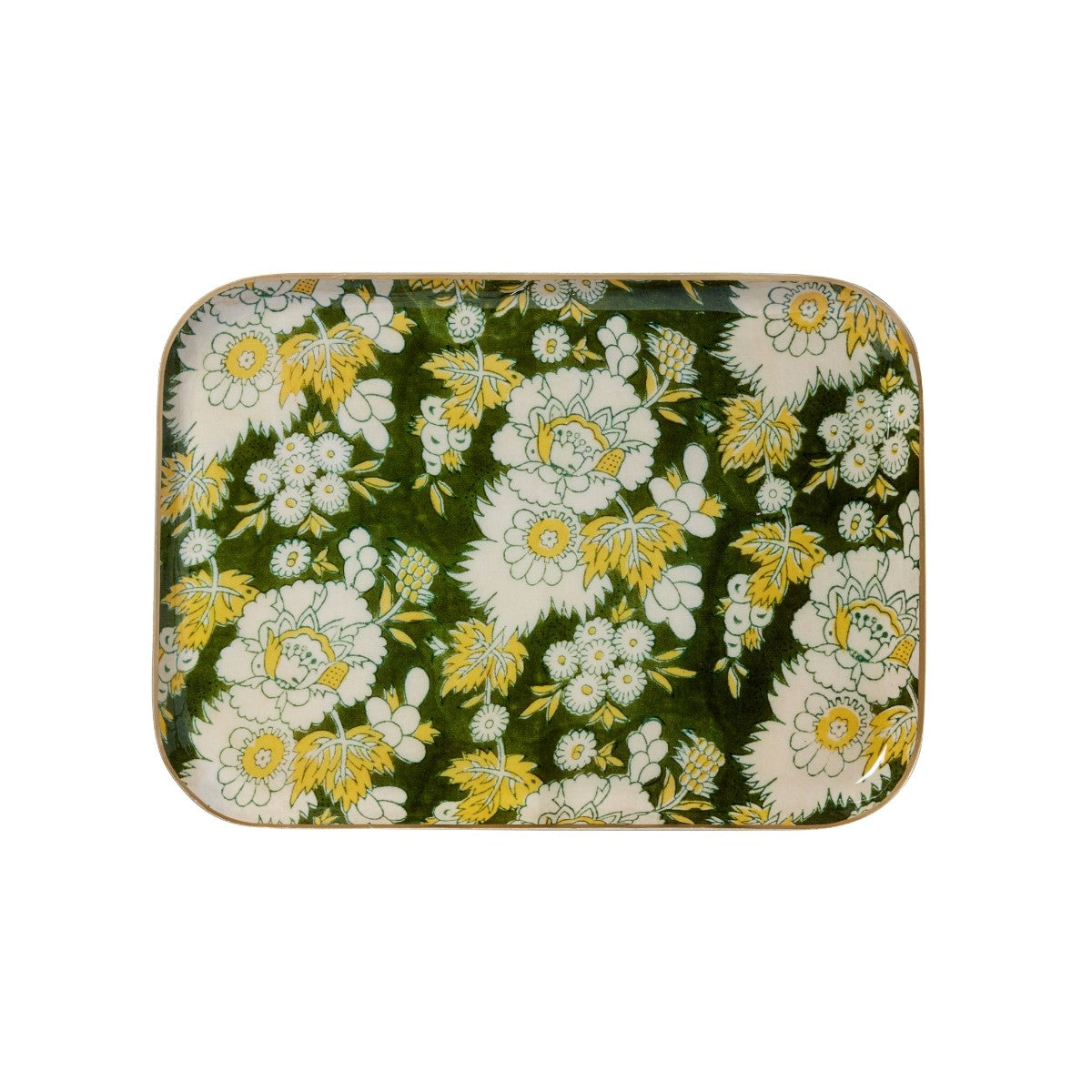 Plateau fleurs vert L