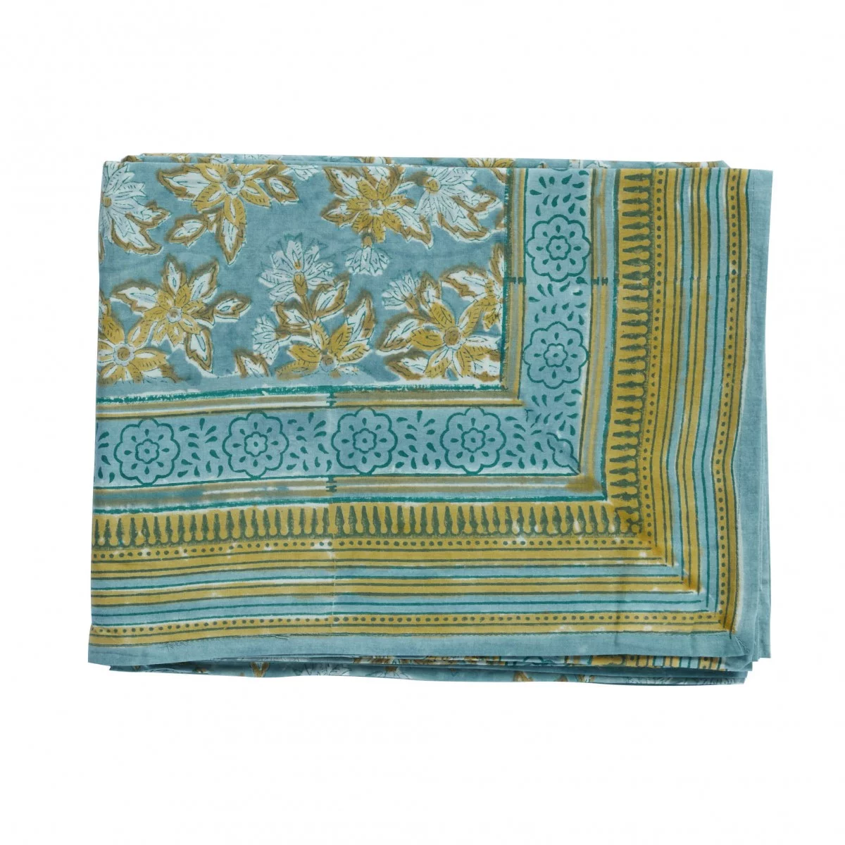 Nappe à fleurs bleu gris