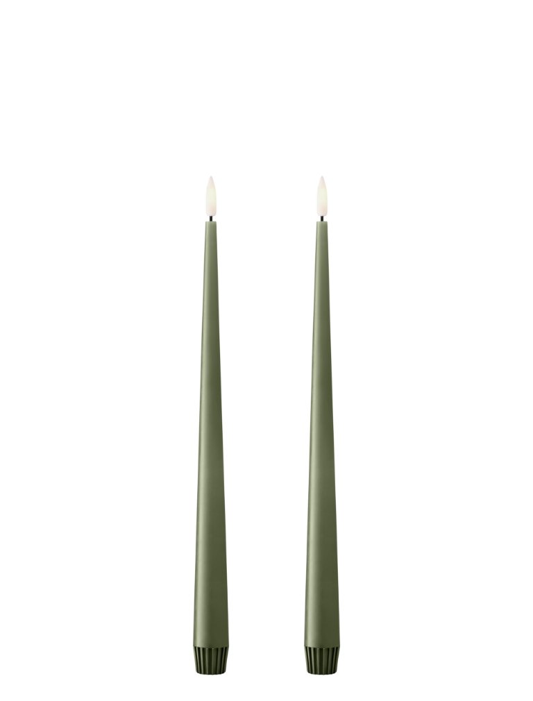 Bougie chandelle LED kaki x 2