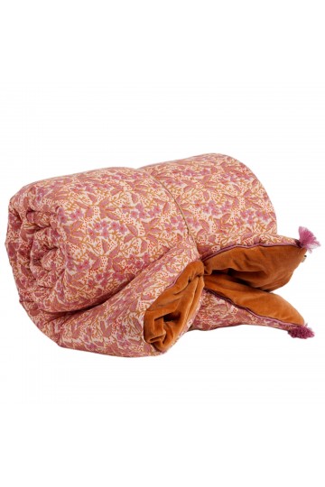 Edredon fleuri mauve