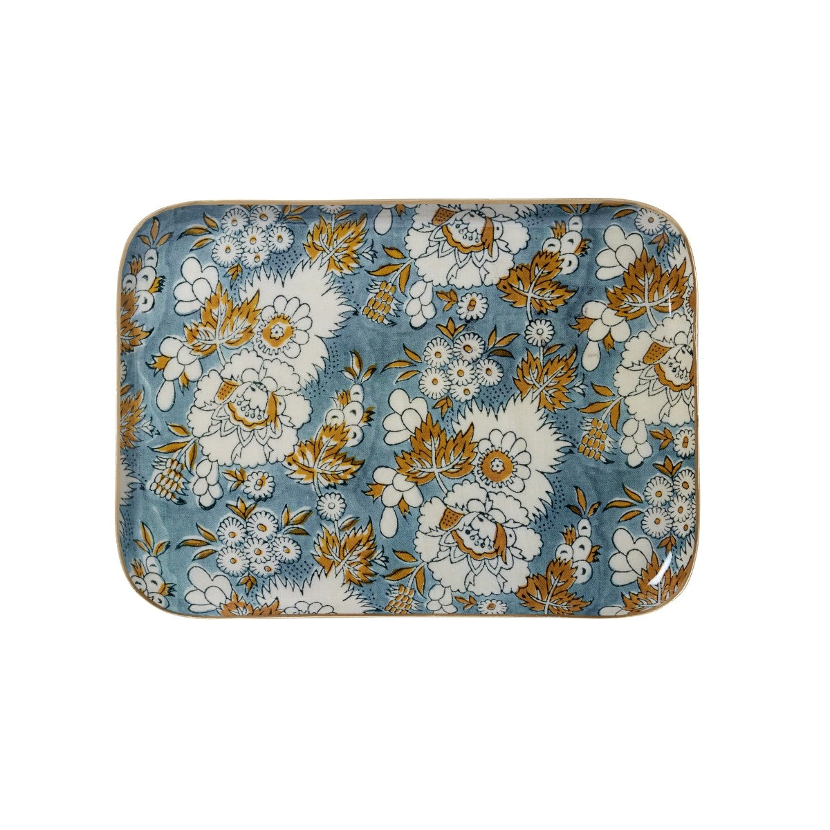 Plateau fleurs bleu L