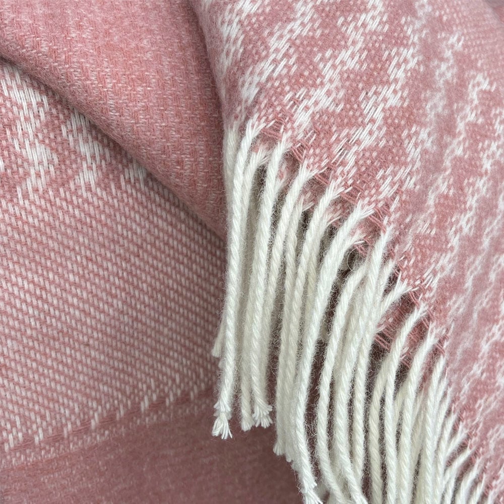 Plaid en laine rose et blanc