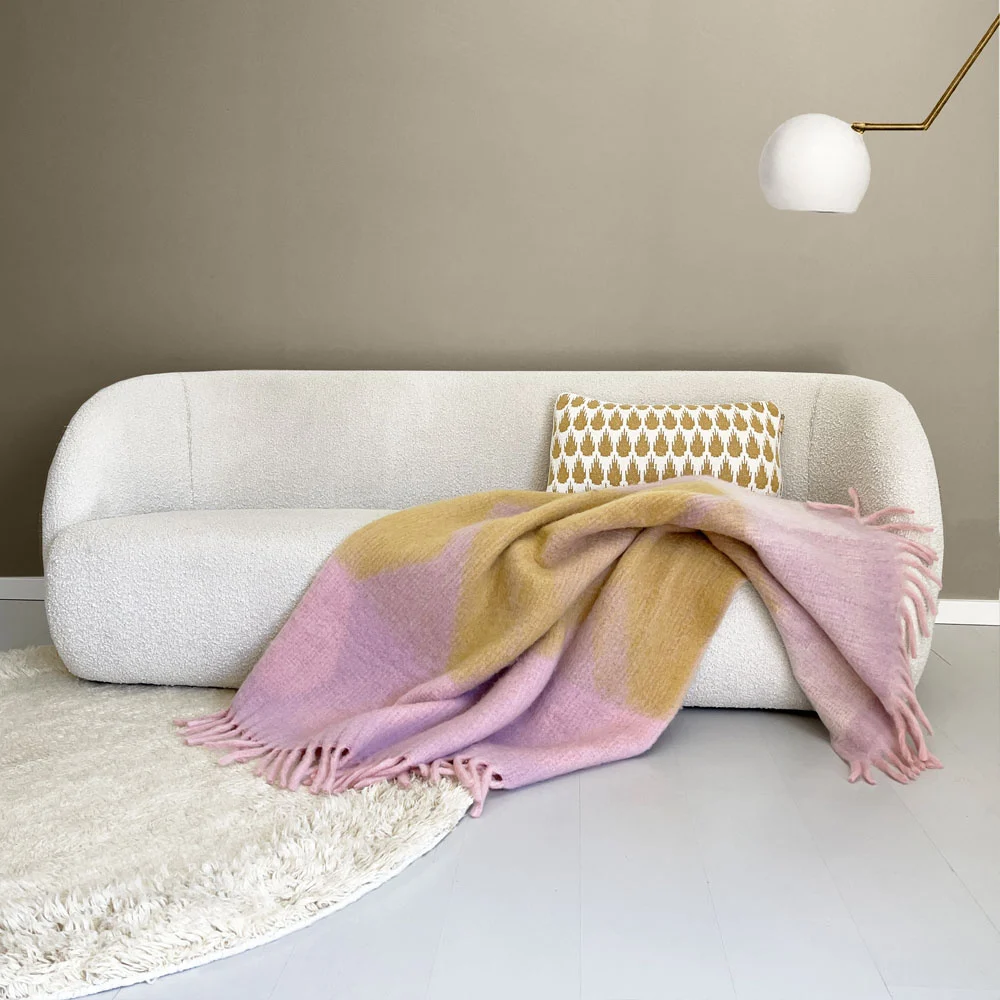 Plaid dégradé rose ocre