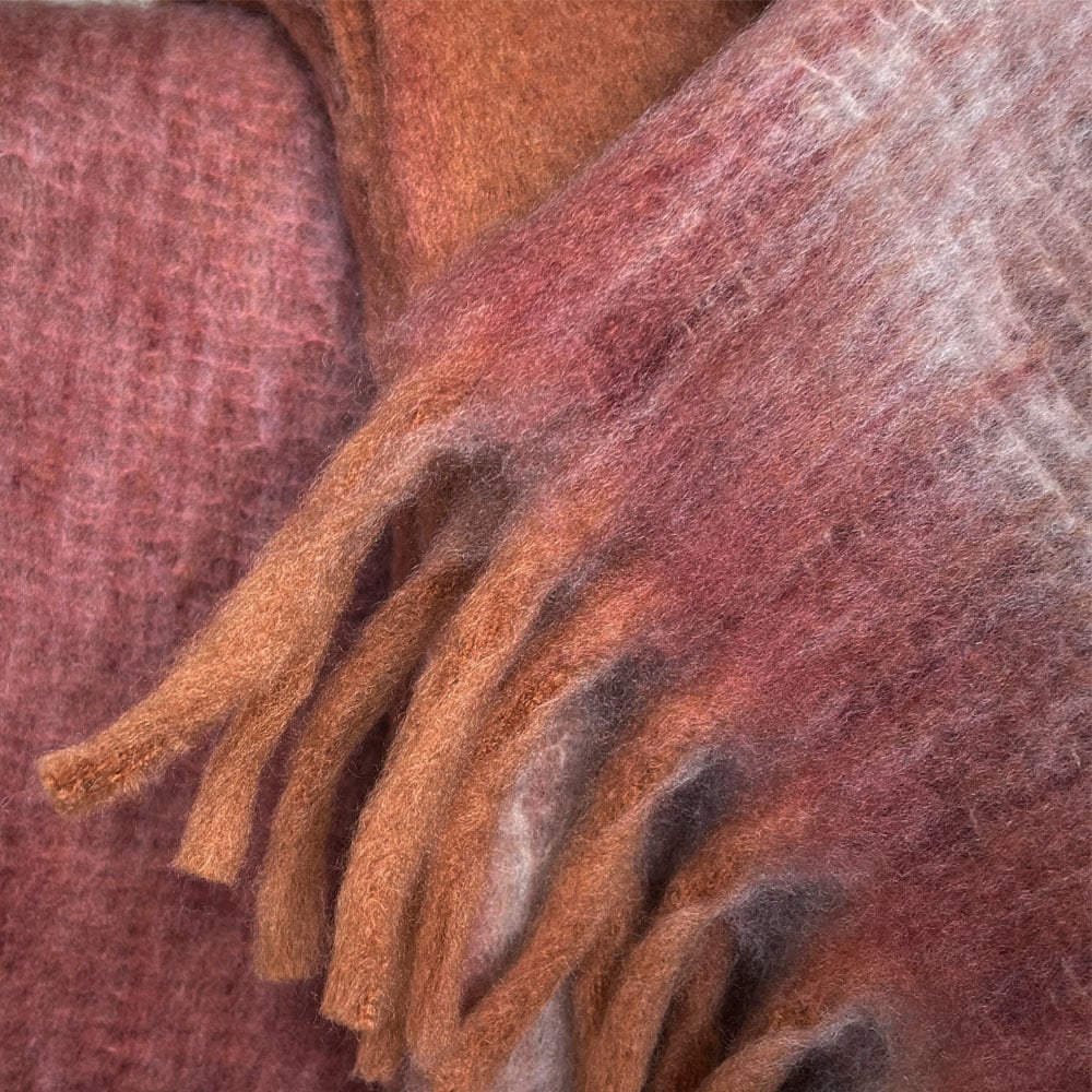 Plaid dégradé rouille rose