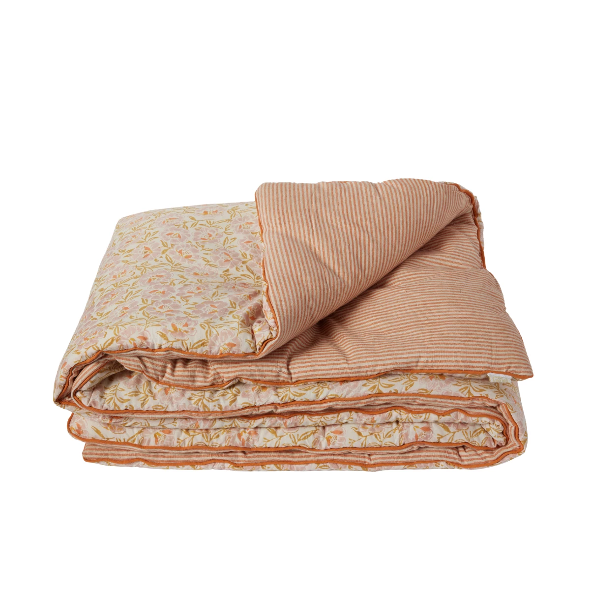 Edredon fleuri rose et orange