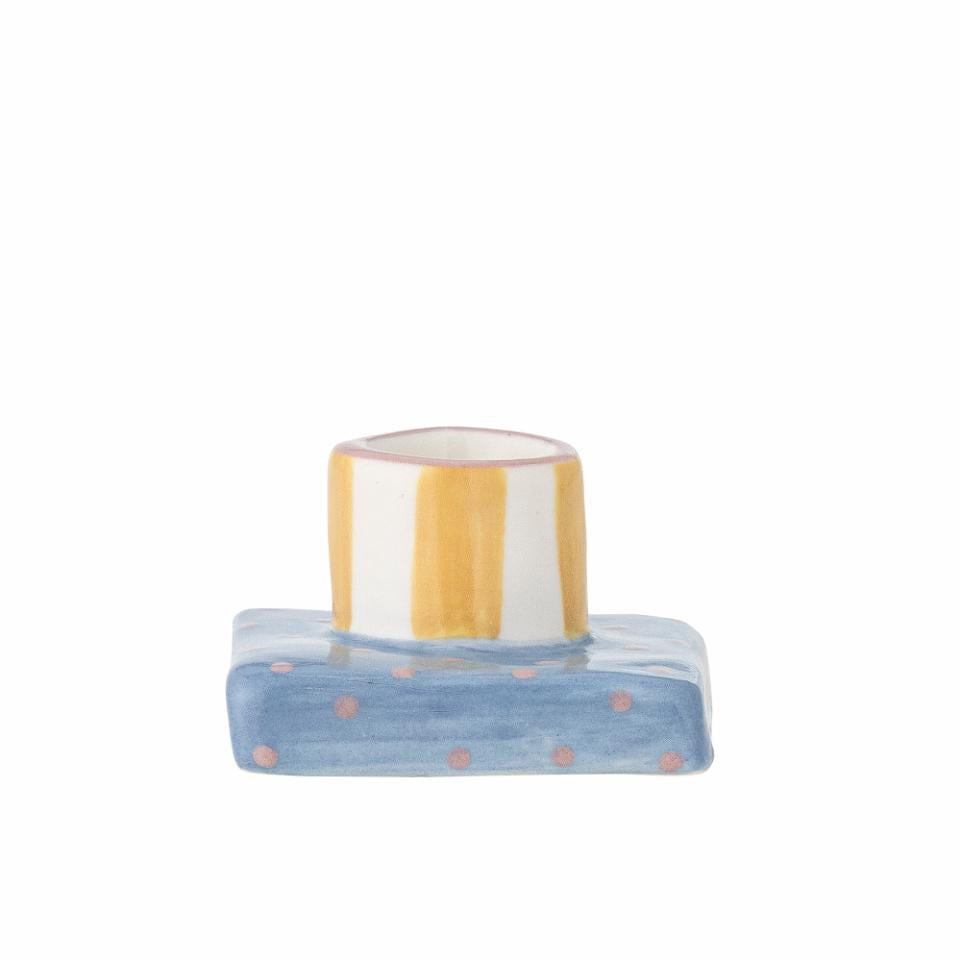 Bougeoir rayure jaune et bleu