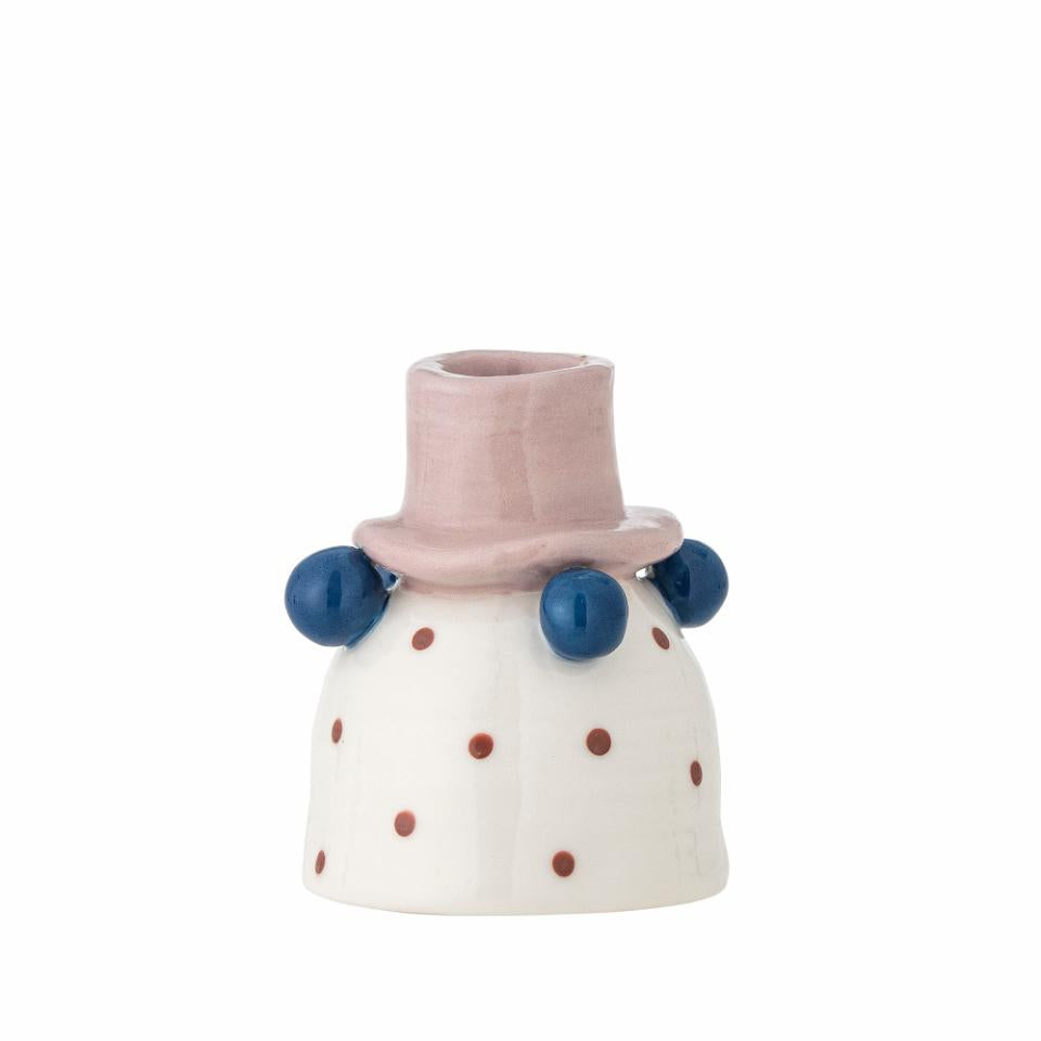 Bougeoir à pois rose et bleu