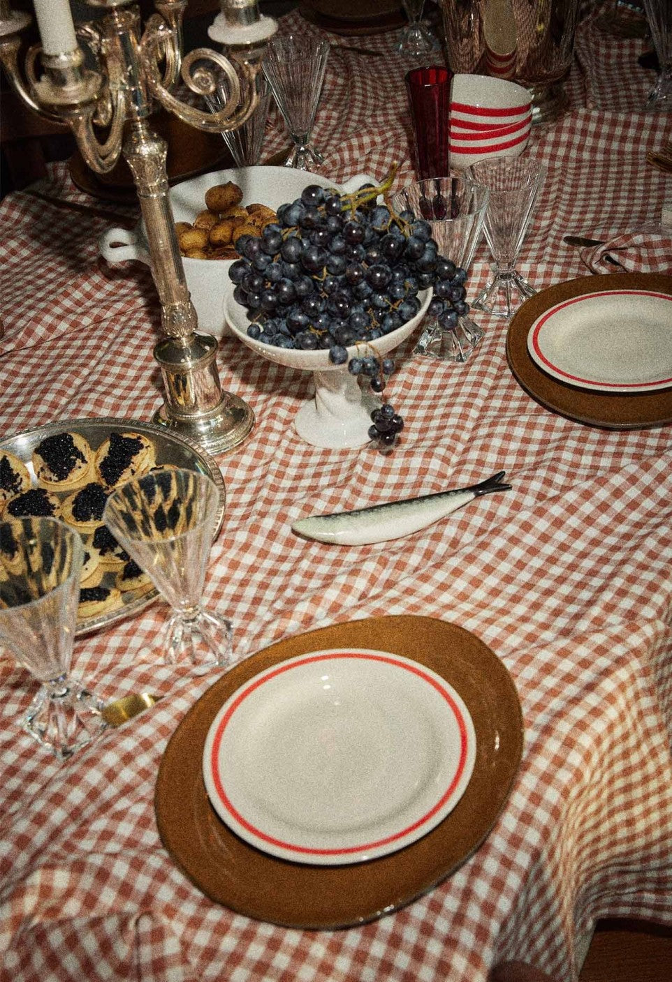 Nappe lin vichy brique - plusieurs tailles