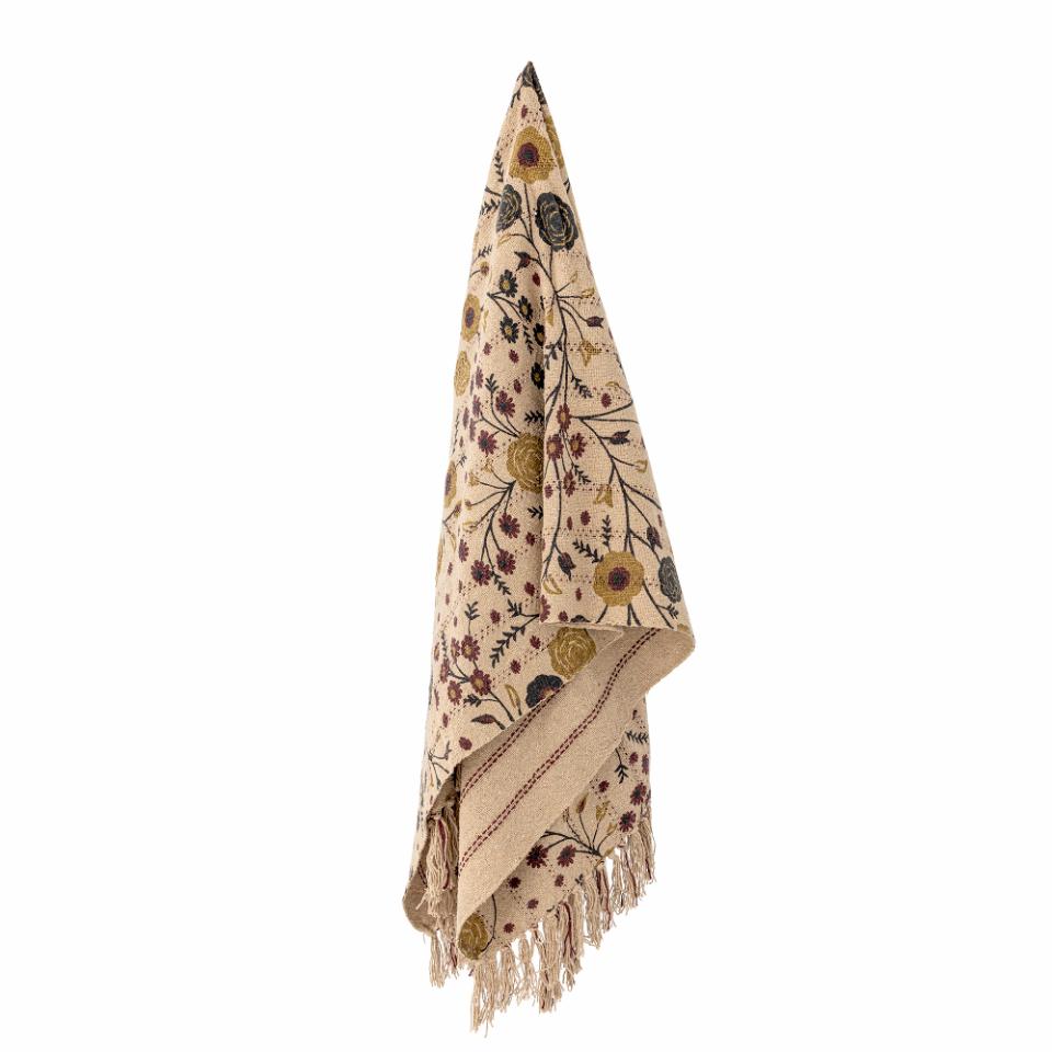 Plaid beige à fleurs