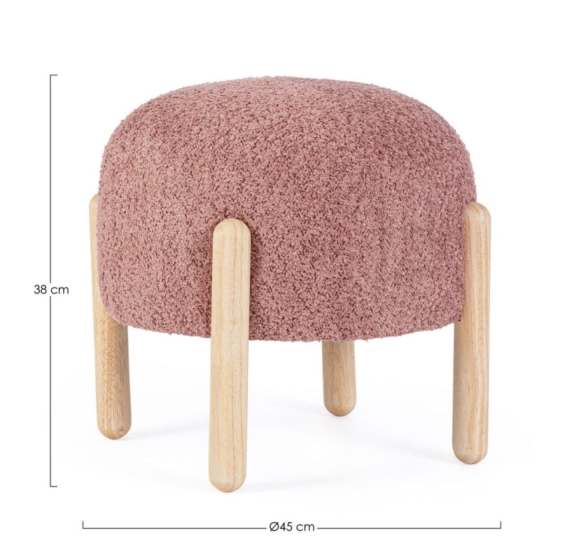 Pouf boule bois de rose