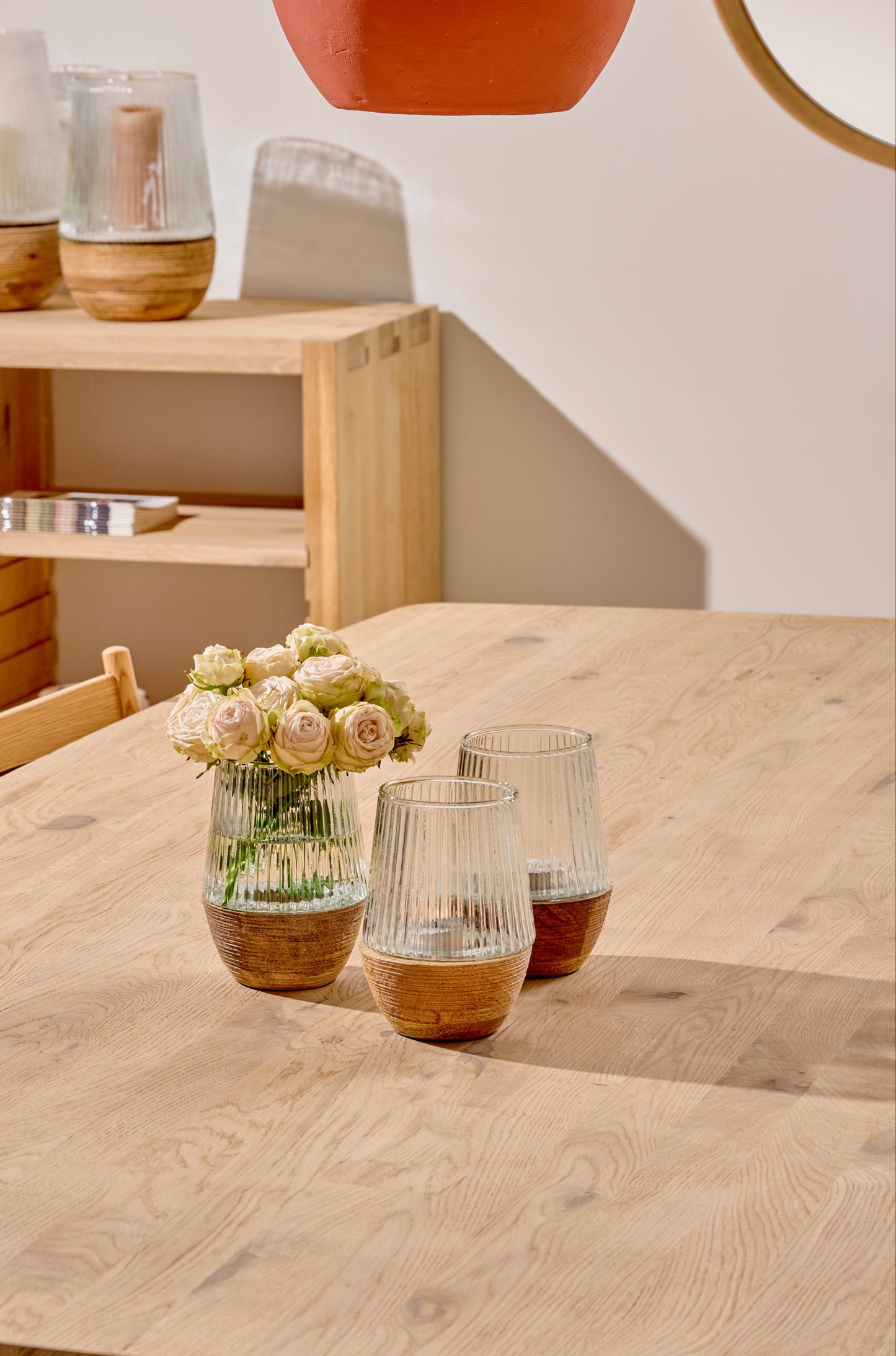 Vase verre et bois
