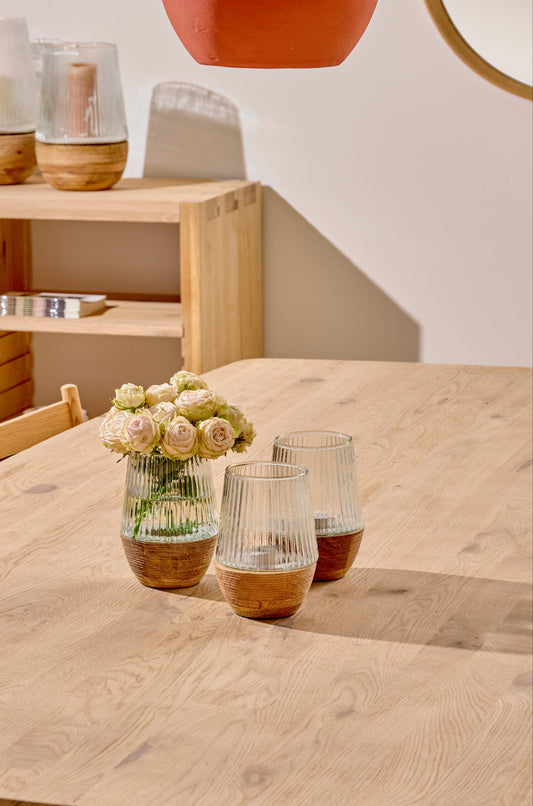 Vase verre et bois