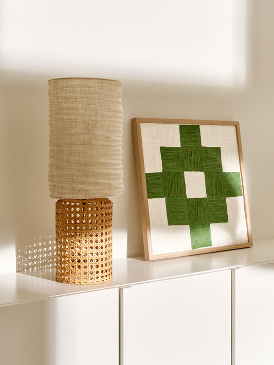 Lampe canage rotin
