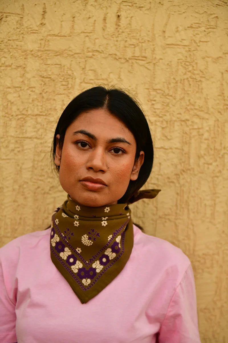 Foulard indien olive