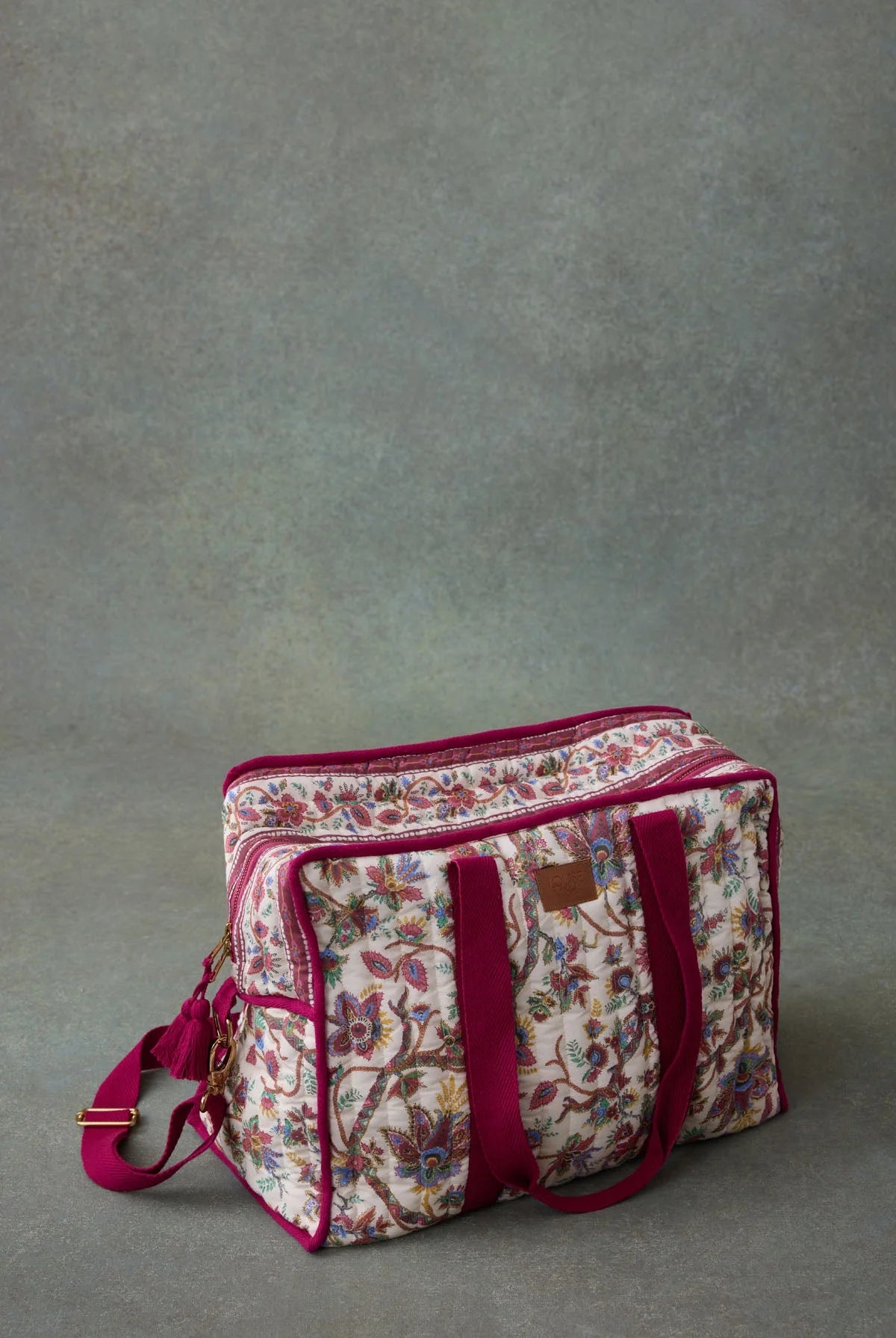 Sac week-end fleurs bordeaux