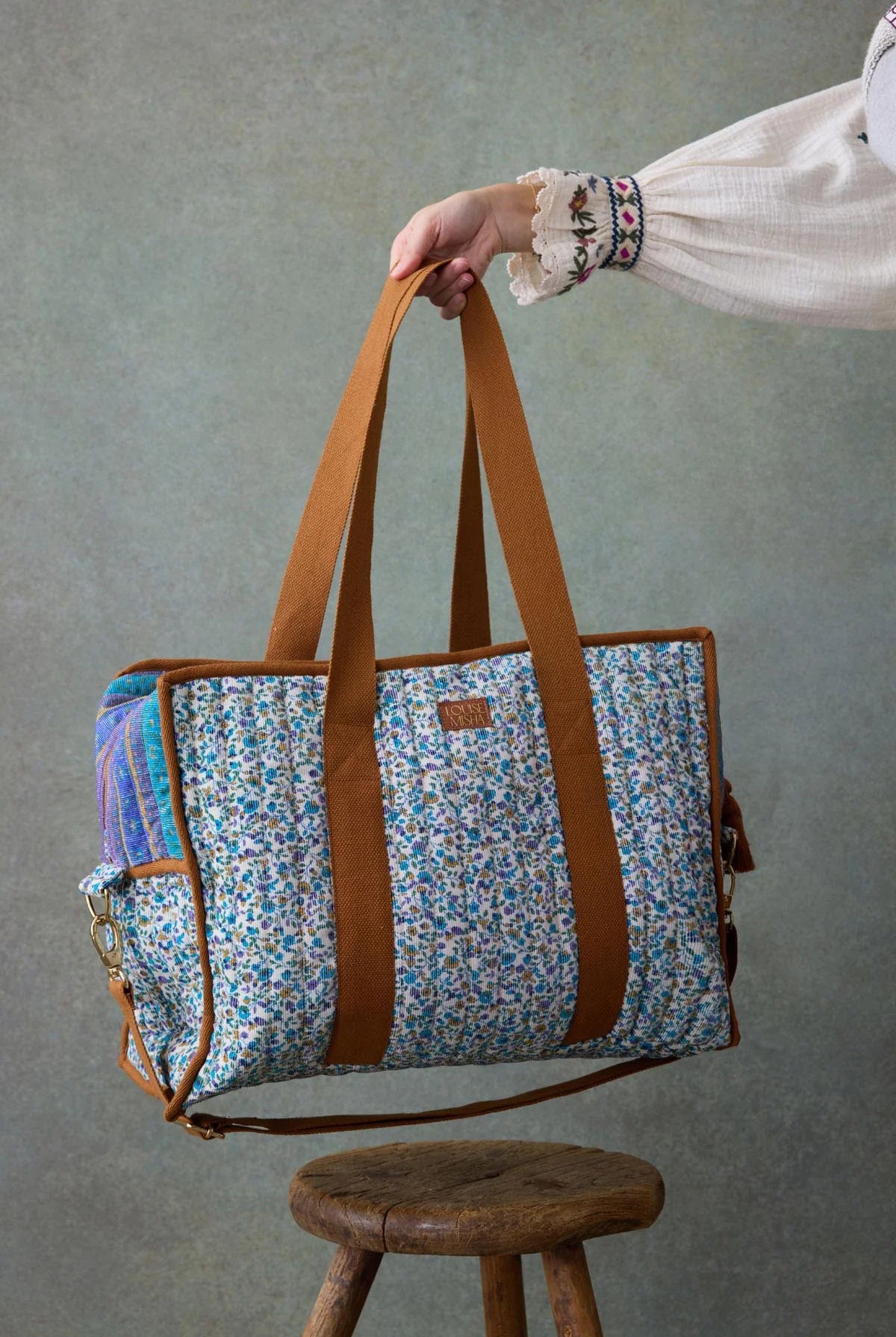 Sac week-end fleurs bleues
