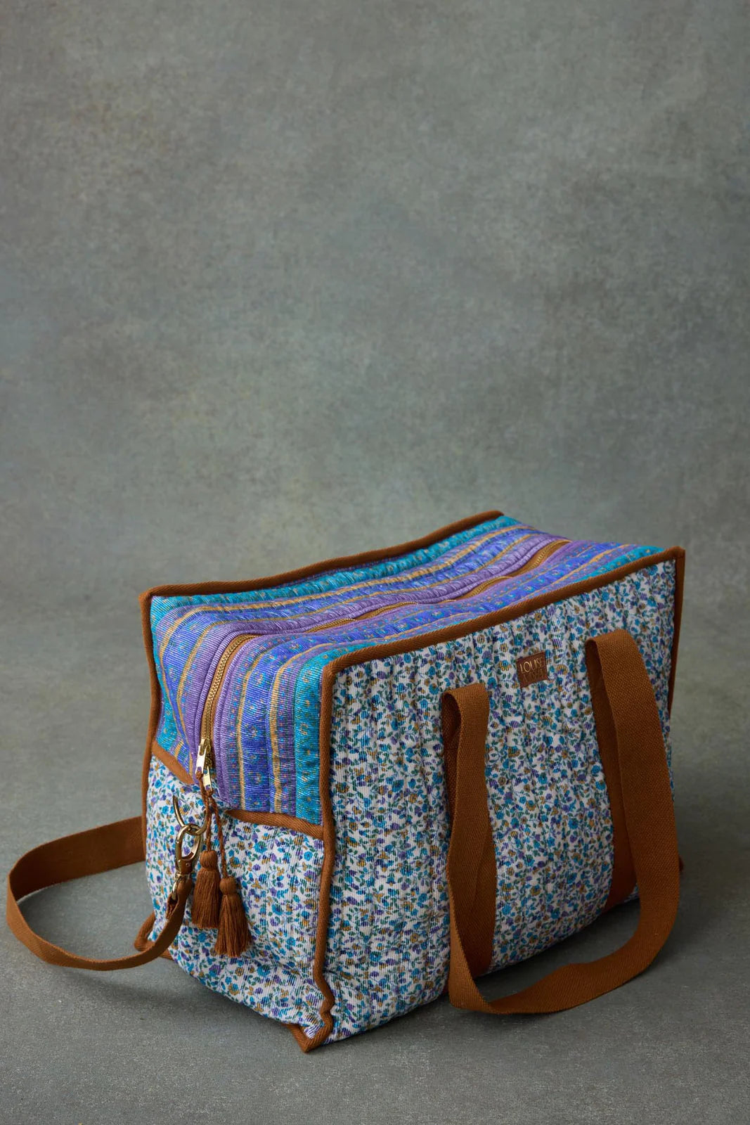 Sac week-end fleurs bleues