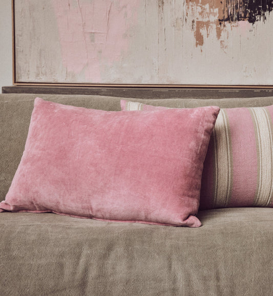 Coussin velours rose