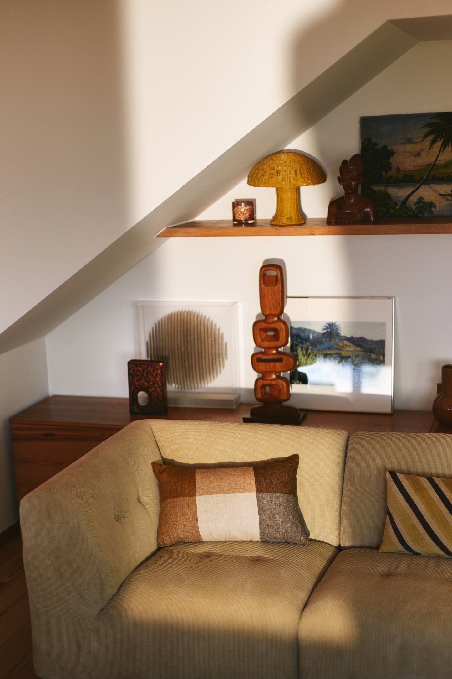 Coussin à carreaux marron