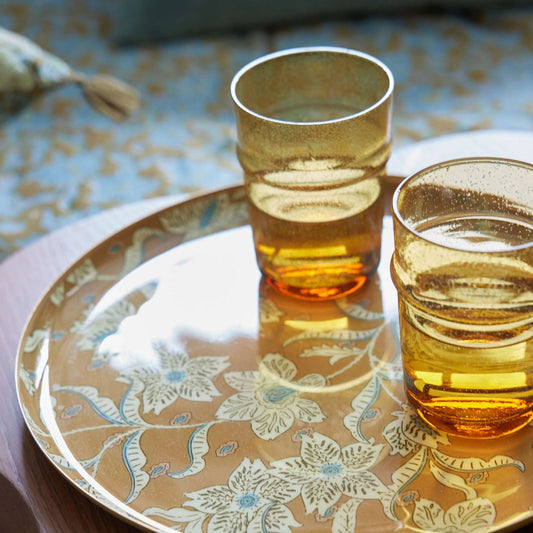 Plateau fleurs rond absynthe L