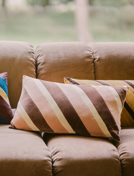 Coussin velours rayé