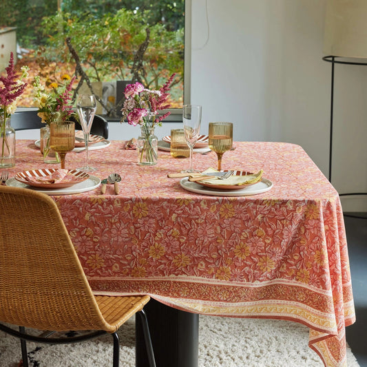 Nappe à fleurs terracotta