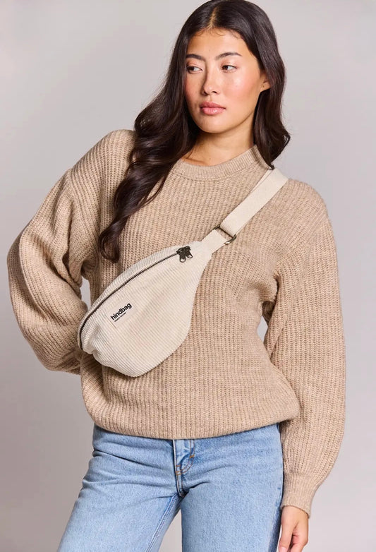 Sac banane velours ivoire