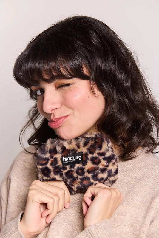 Porte monnaie fausse fourrure léopard