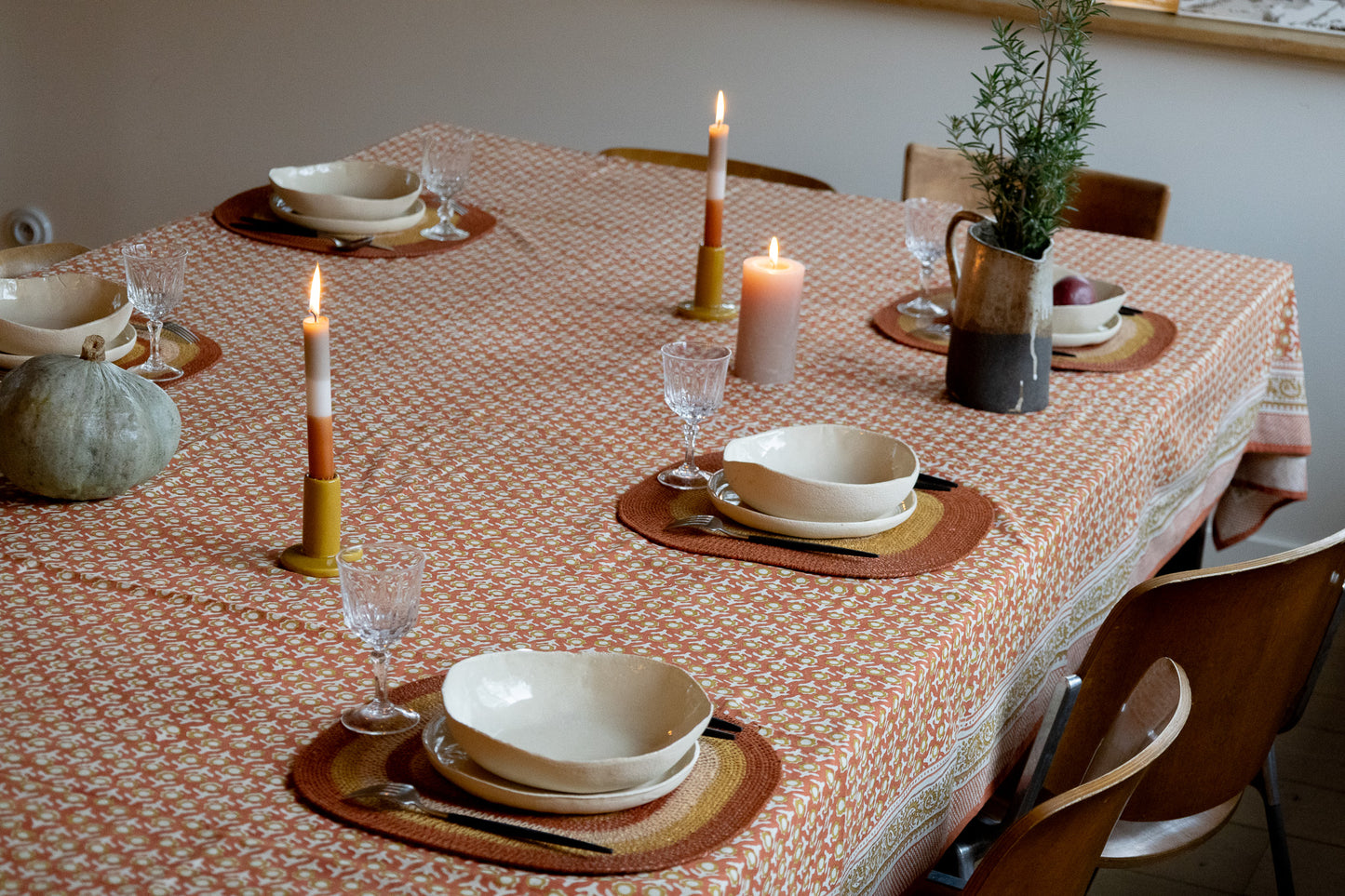 Nappe à motifs rouille / plusieurs tailles