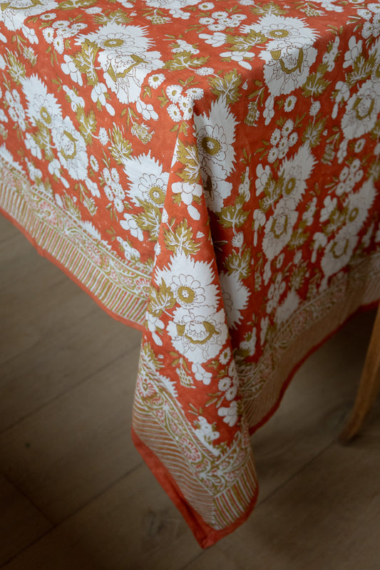 Nappe à fleurs rouille / plusieurs tailles