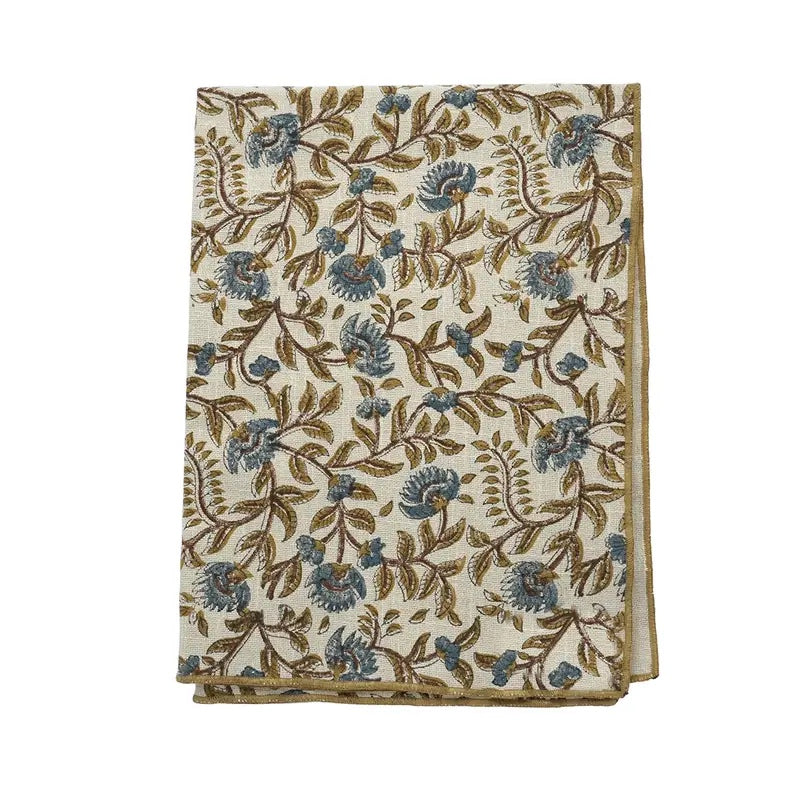 Torchon blockprint bleu 2