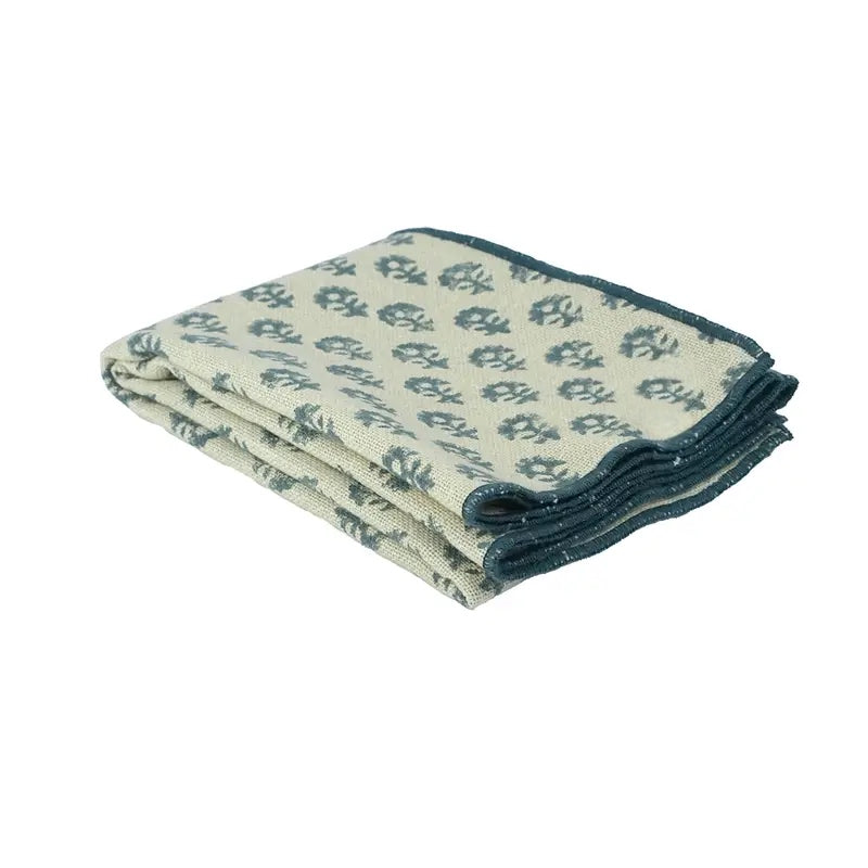 Torchon blockprint bleu 1