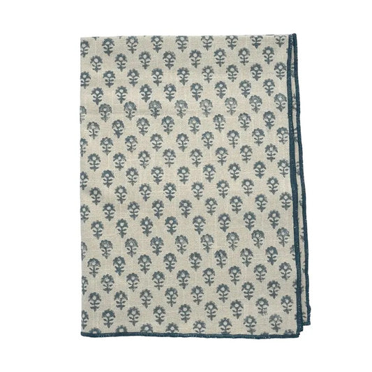 Torchon blockprint bleu 1