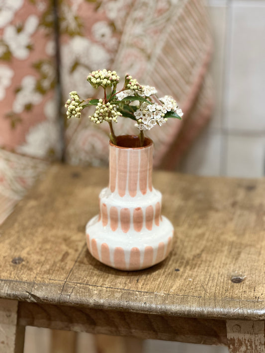 Vase rayure terracotta S