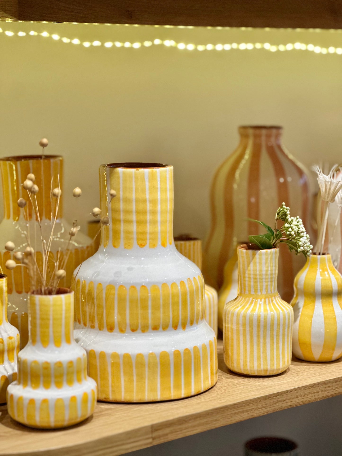 Vase rayure jaune L